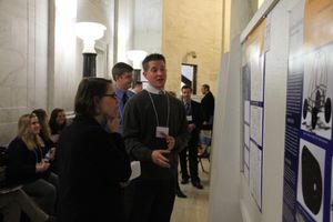 Mechanical engineering major Robert A. Gresham discusses his team’s work at Undergraduate Research Day.