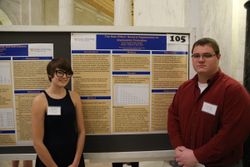 WVU Tech students Haley Harper (L) and Casey Hogg (R) showcase their
work at the 2017 Undergraduate Research day at the Capitol 