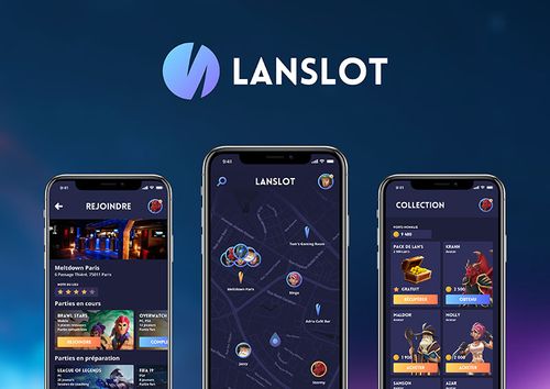 A graphic showing the Lanslot app open on a mobile phone.