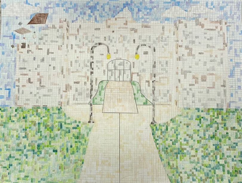 Hope Tyree's entry in the Carter Hall art contest breaks the building down into it's constituent parts on graph paper.