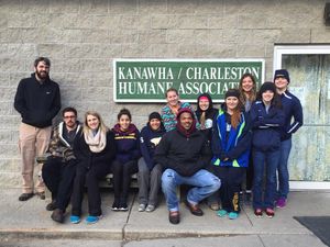 A group of 11 Tech students and one staffer volunteered at the Kanawha-Charleston Humane Association shelter on MLK Day of Service.