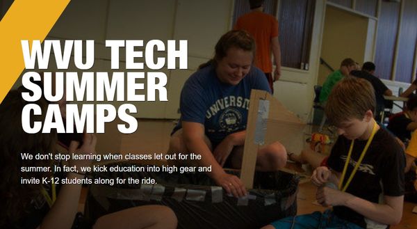 A graphic that reads "WVU Tech Summer Camps"