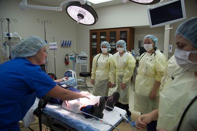 Students get an operating room experience at Raleigh General Hospital.