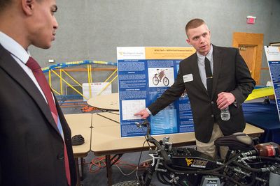 Matthew Pittman shares information on the project at the WVU Tech Design Expo.