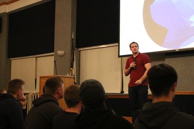 Athlete Ally founder Hudson Taylor speaks to students