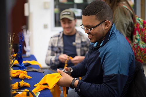 WVU Tech students craft more than 100 dog toys for Operation Underdog during Service Week.